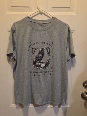 Gray Graphic Tee with Raven Quote